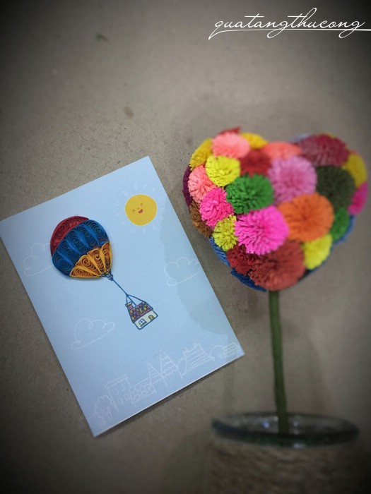 Thiệp quilling nhà bay 7*9cm